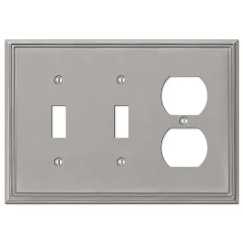 Amerelle 2 Toggle-1 Duplex Metro Line Metal Brush Nickel