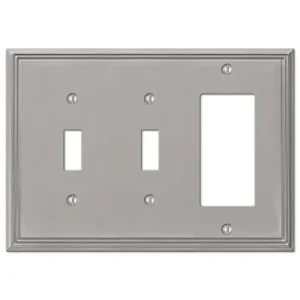 Amerelle 2 Toggle-1 Rocker Metro Line Metal Brush Nickel