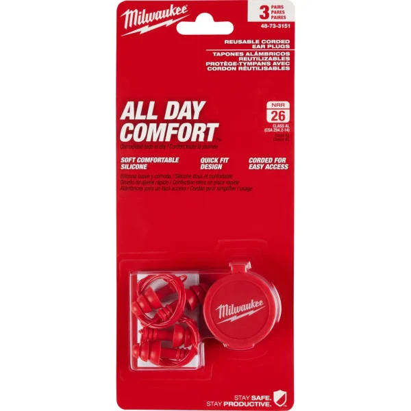 Milwaukee® Reusable Corded Earplugs