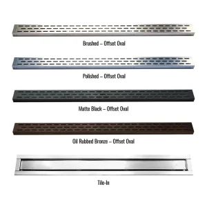Laticrete Hydro Ban Linear Drain Grates | Offset Oval Brushed Stainless Steel / 24″
