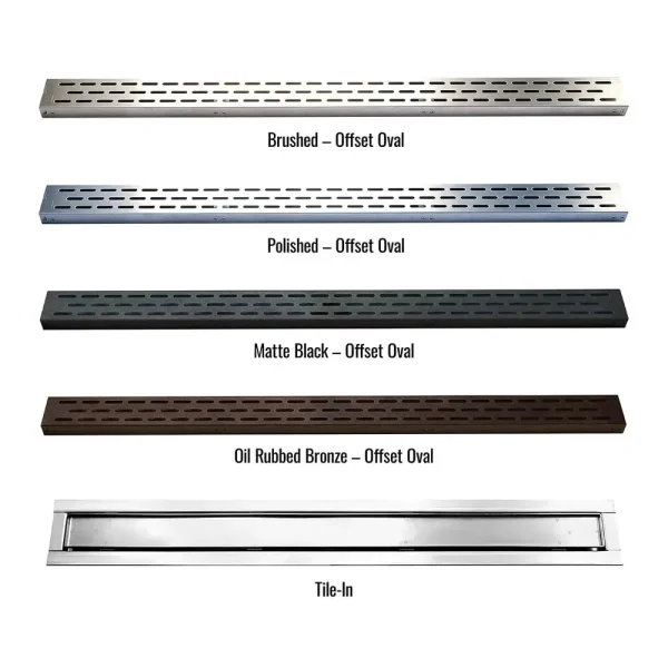Laticrete Hydro Ban Linear Drain Grates | Offset Oval Brushed Stainless Steel / 24″