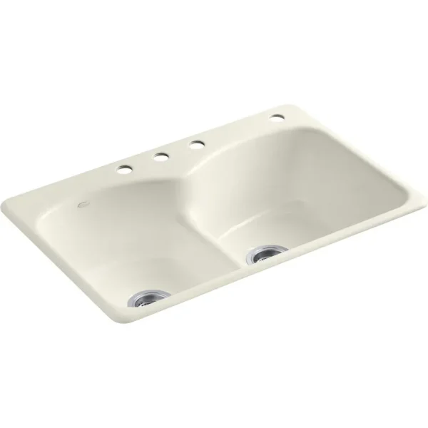 Kohler Langlade BiscuitTop Mount Smart Divide Double Equal Kitchen Sink with 3 Faucet Holes