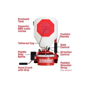 Chapin 8700A: 680 Cubic Inch Capacity Chest Mounted Turf Spreader with Easy Fill Poly Hopper, for Sm - view 2
