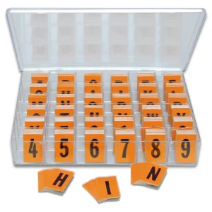 Orange with Black Print Numbers, Dashes & Letters ,1 1/2″ x 1″ (Kit)