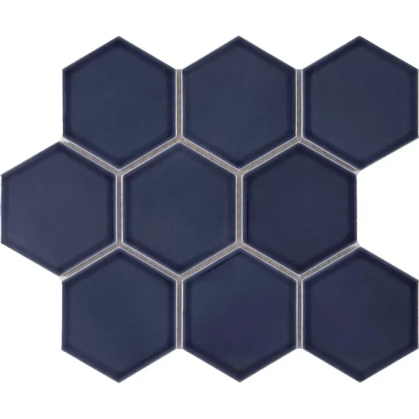 Interceramic Elegant Blue Mosaic Tile Hexagon Glossy 10 x 11″ Sheet