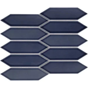 Interceramic Elegant Blue Mosaic Tile Picket Glossy 10″ x 12″ Sheet