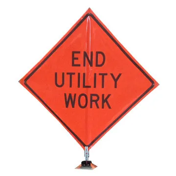 “END UTILITY WORK” 3M Diamond Grade 48″ Roll-Up Sign