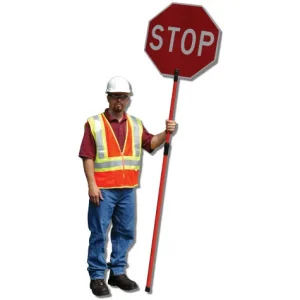 Stop/Slow 24″ Paddle w/84″ Staff Diamond Grade/Hi-Intensity
