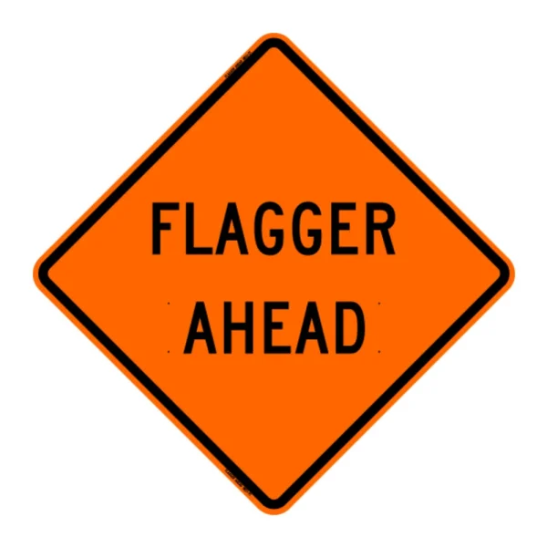 FLAGGER AHEAD Sign- Vinyl, Non-Reflective
