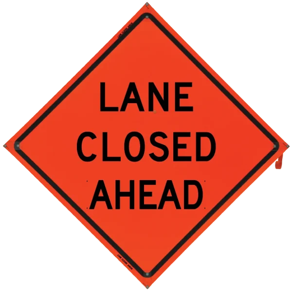 LANE CLOSED AHEAD Sign- Vinyl, Non-Reflective