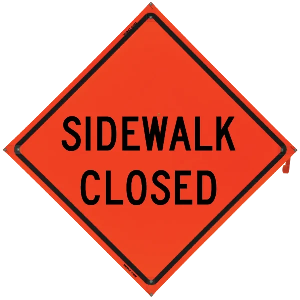 SIDEWALK CLOSED Sign- Vinyl, Non-Reflective