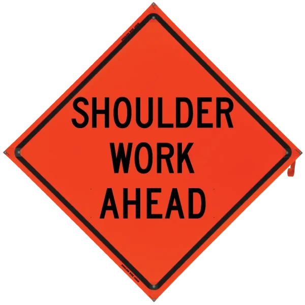 SHOULDER WORK AHEAD Sign- Vinyl, Non-Reflective