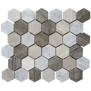 Interceramic Contemporary Marble Blend 2″ x 2″ Hexagon Mosaic Polished 12″ x 12″ Sheet