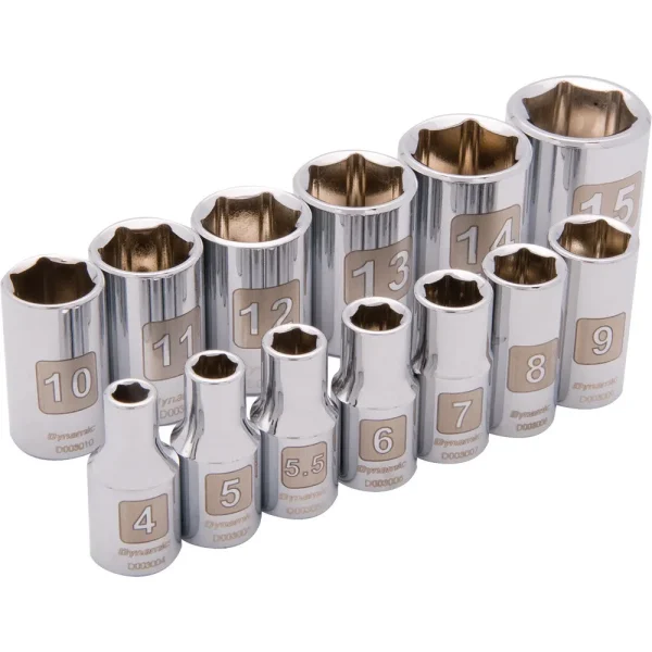 1/4″ Drive 13 Piece 6 Point, Standard Metric Socket Set, 4mm – 15mm