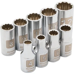1/4″ Drive 9 Piece 12 Point, Standard Metric Socket Set, 4mm – 12mm