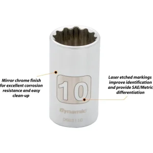 1/4″ Drive 9 Piece 12 Point, Standard Metric Socket Set, 4mm – 12mm - view 3