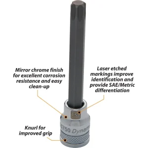 3/8″ Drive Torx® Head Long Length Chrome Bit Sockets - view 2