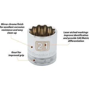 3/8″ Drive 12 Point Metric, Standard Length, Chrome Sockets - view 2