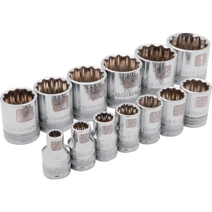 3/8″ Drive 13 Piece 12 Point, Standard SAE Socket Set, 1/4″ – 1″