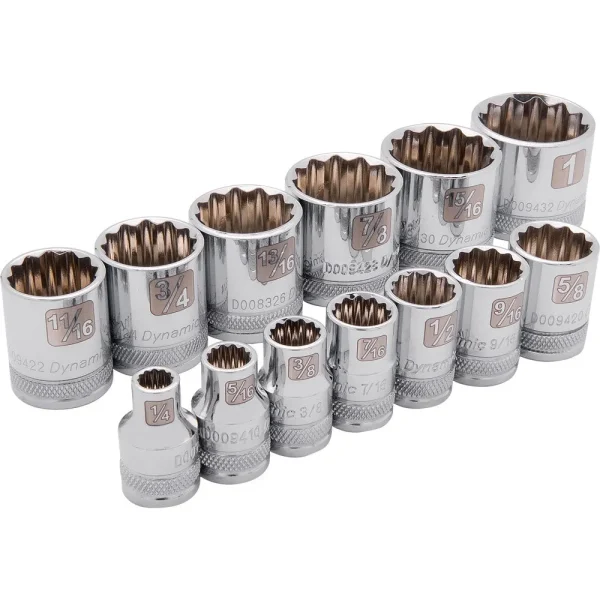 3/8″ Drive 13 Piece 12 Point, Standard SAE Socket Set, 1/4″ – 1″