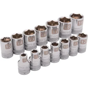 3/8″ Drive 14 Piece 6 Point, Standard Metric Socket Set, 6mm – 19mm