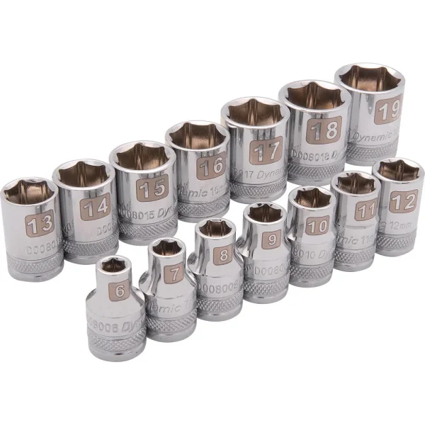 3/8″ Drive 14 Piece 6 Point, Standard Metric Socket Set, 6mm – 19mm