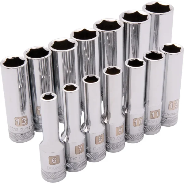 3/8″ Drive 14 Piece 6 Point, Deep Metric Socket Set, 6mm – 19mm