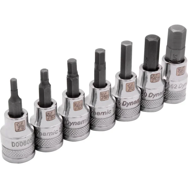 3/8″ Drive 7 Piece SAE, Standard Length, Hex Socket Set, 1/8″ – 3/8″‘