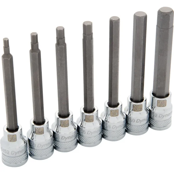 3/8″ Drive 7 Piece SAE, Long Hex Socket Set, 1/8″ – 3/8″