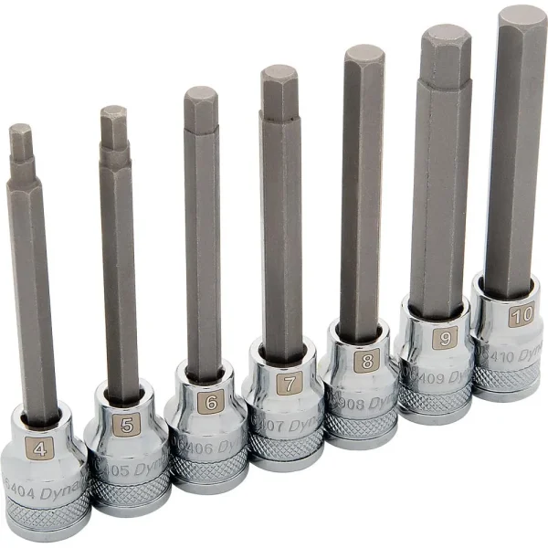 3/8″ Drive 7 Piece Metric, Long Hex Socket Set, 4mm – 10mm