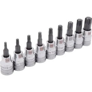 3/8″ Drive 9 Piece Standard Length, Torx® Socket Set, T15 – T55