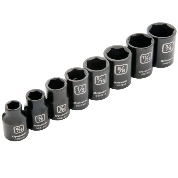 3/8″ Drive 8 Piece 6 Point SAE, Standard Impact Socket Set, 5/16″ – 3/4″