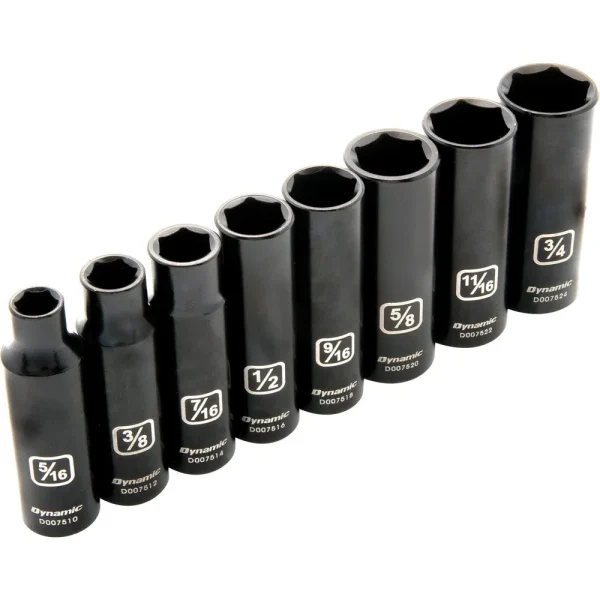 3/8″ Drive 8 Piece 6 Point SAE, Deep Impact Socket Set, 5/16″ – 3/4″
