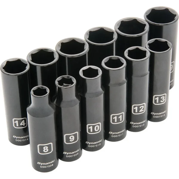 3/8″ Drive 12 Piece 6 Point Metric, Deep Impact Socket Set, 8mm – 19mm