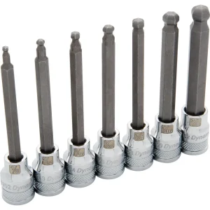 3/8″ Drive 7 Piece SAE, Long Ball Nose, Hex Socket Set, 1/8″ – 3/8″