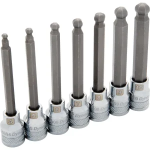 3/8″ Drive 7 Piece Metric, Long Ball Nose, Hex Socket Set, 4mm -10mm