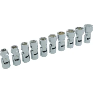 3/8″ Drive 10 Piece 6 Point Metric, Universal Joint Socket Set, 10mm – 19mm