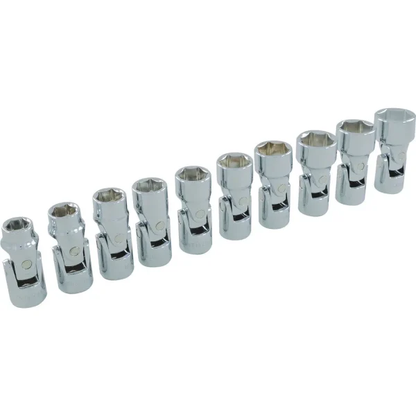 3/8″ Drive 10 Piece 6 Point Metric, Universal Joint Socket Set, 10mm – 19mm