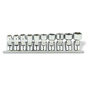 3/8″ Drive 10 Piece 6 Point Metric, Universal Joint Socket Set, 10mm – 19mm - view 2