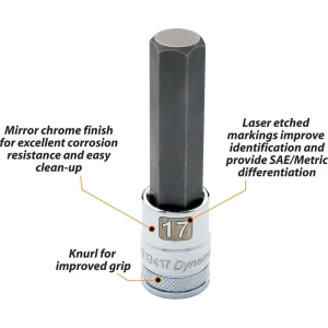 1/2″ Drive Metric Hex Head, Long Length Chrome Bit Sockets - view 2
