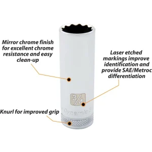 1/2″ Drive 12 Point SAE, Deep Length, Chrome Sockets - view 2