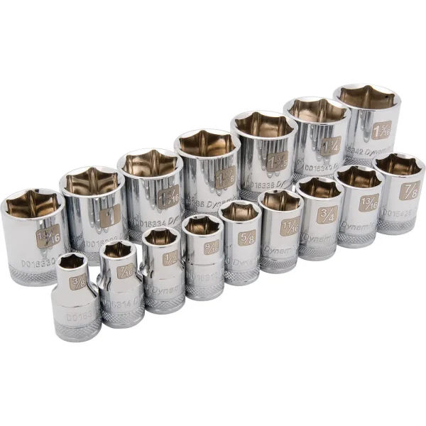 1/2″ Drive 16 Piece 6 Point Standard, SAE Socket Set, 3/8″ – 1-5/16″