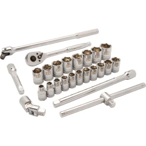 1/2″ Drive 25 Piece 6 Point Standard, Metric Socket Set, 10mm – 28mm
