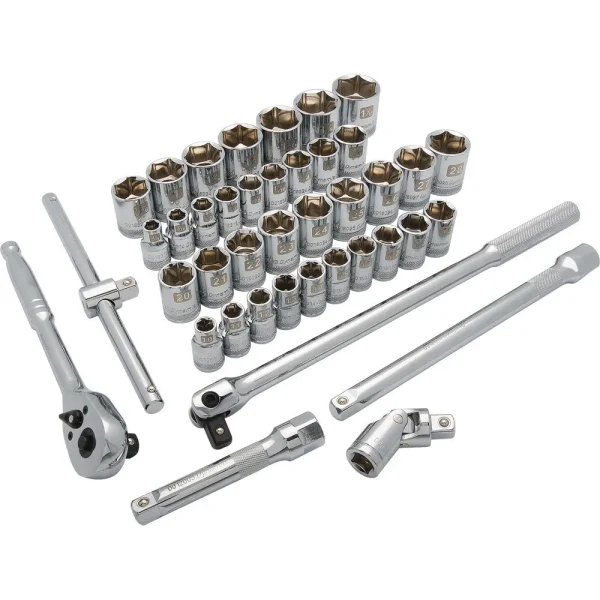 1/2″ Drive 41 Piece 6 Point Standard, SAE/Metric Socket Set, 3/8″ – 1-5/16″ , 10mm – 28mm