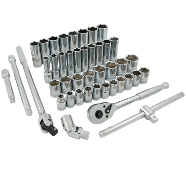 1/2″ Drive 43 Piece 6 Point, Standard/Deep, Metric Socket Set, 10mm – 28mm