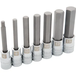1/2″ Drive 7 Piece, Metric Long, Hex Socket Set, 6mm – 19mm