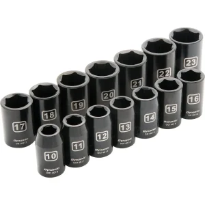1/2″ Drive 14 Piece 6 Point, Standard Impact, Metric Socket Set, 10mm – 23mm
