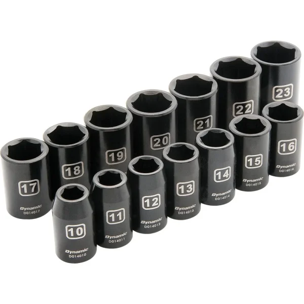 1/2″ Drive 14 Piece 6 Point, Standard Impact, Metric Socket Set, 10mm – 23mm