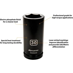 3/4″ Drive 6 Point Metric, Deep Length, Impact Sockets - view 2