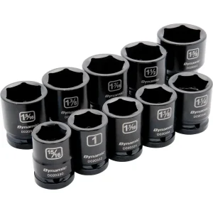 3/4″ Drive 10 Piece 6 Point, Standard Length, Impact SAE Socket Set, 15/16″ – 1-5/8″